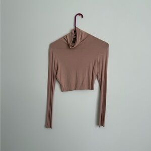 Tan Missguided long sleeve turtleneck top